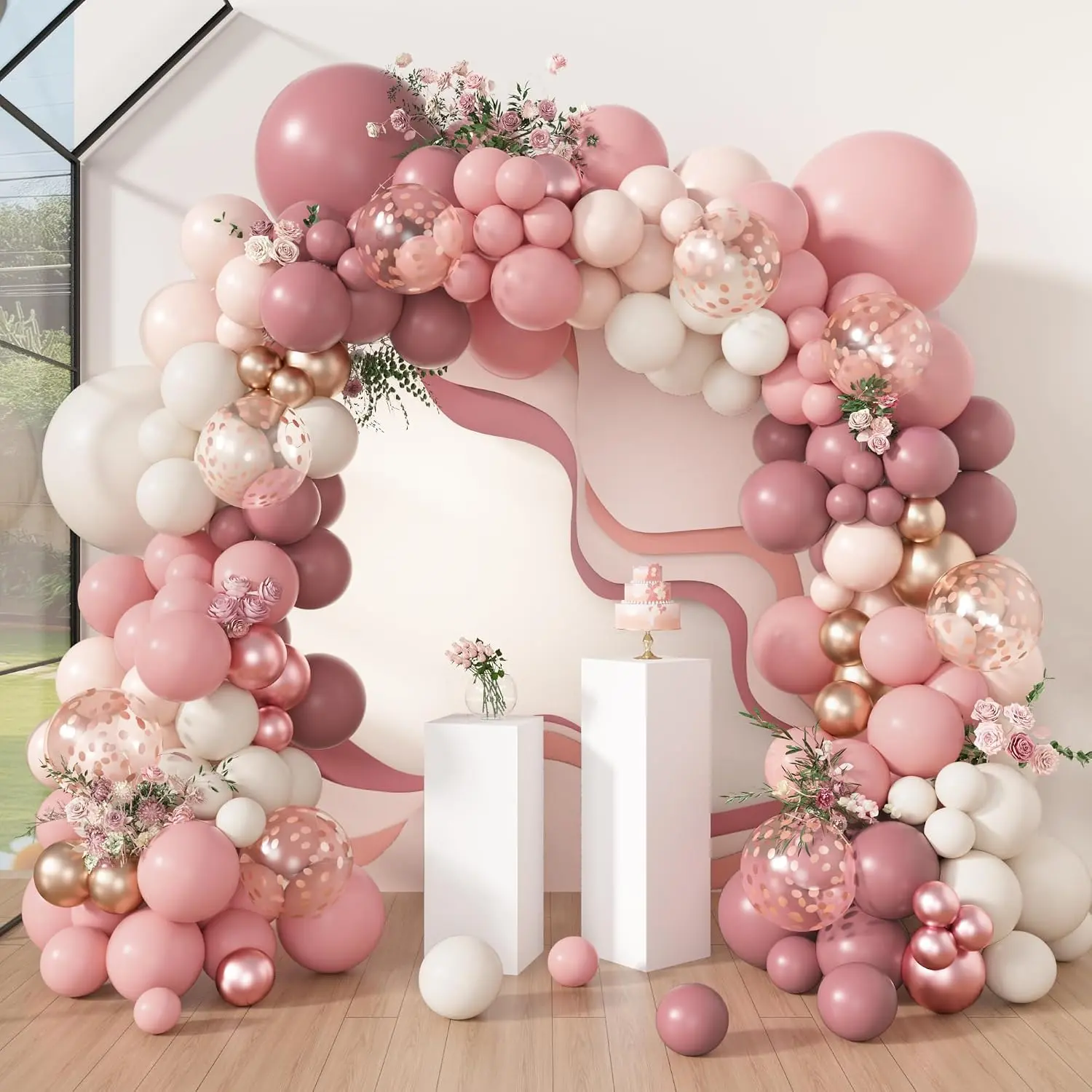 Soupravy oblouku Dusty Rose Balloon Garland