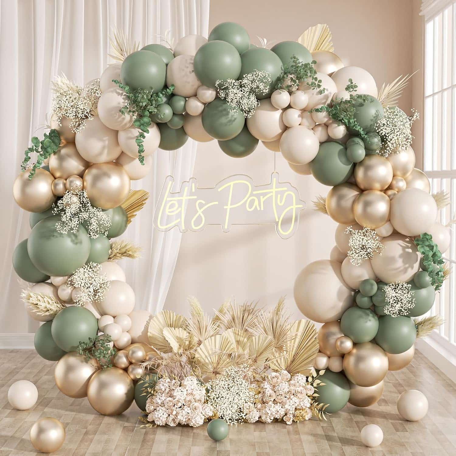 Sage Green Boho Balloon Girl Arch Kit